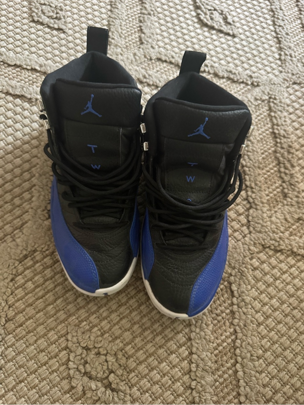 Jordan Women's Black and Royal Blue High-Top Sneakers